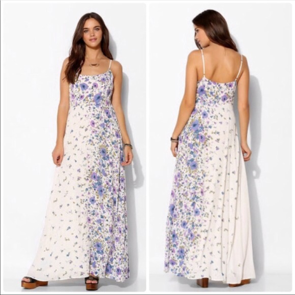 long sleeve floaty maxi dress Eterne Long Sleeve Crewneck Maxi Dress in Cream